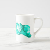Schets van de schelp van de kegel - turquoise, wit porselein kop (Rechts)