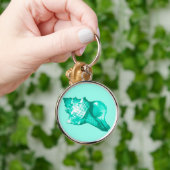 Schets van de schelp van de kegel - turquoise, wit sleutelhanger (Hand)