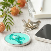Schets van de schelp van de kegel - turquoise, wit sleutelhanger (Zijkant)
