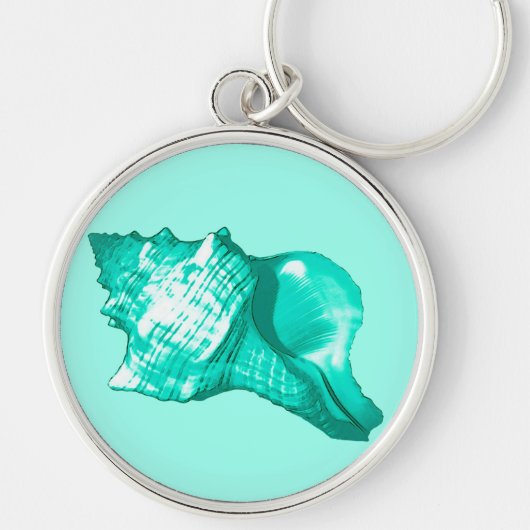 Schets van de schelp van de kegel - turquoise, wit sleutelhanger (Voorkant)