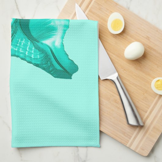Schets van de schelp van de kegel - turquoise, wit theedoek (Quarter Fold)