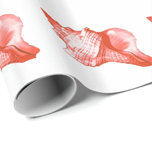 Schets van de schelp van de sluiting - koraal, roz cadeaupapier (Rol Hoek)