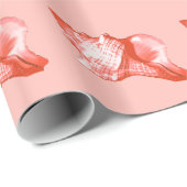 Schets van de schelp van de sluiting - koraal, roz cadeaupapier (Rol Hoek)