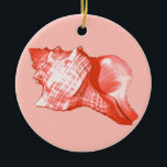 Schets van de schelp van de sluiting - koraal, roz keramisch ornament<br><div class="desc">Digitale uitlevering van een inkephuls - schoppen van koraal en schelproze met wit op een zacht huidroze achtergrond</div>