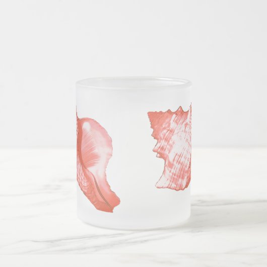 Schets van de schelp van de sluiting - koraal, roz matglas koffiemok (Center)