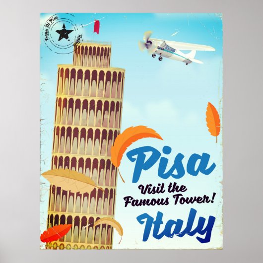 Schets van de scheve toren van Pisa vakantieprint. Poster (Voorkant)