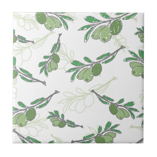 schets van de takken van de olijfboom tegeltje (Voorkant)