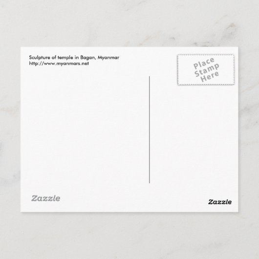Schets van de tempel briefkaart (Achterkant)