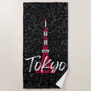 Schets van de Tokyo Tower in Minato, Tokio, Japan Strandlaken
