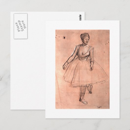 Schets van de  toneeldanser Degas Briefkaart (Voorkant / Achterkant)