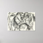 Schets van drie paarden canvas afdruk (Voorkant)