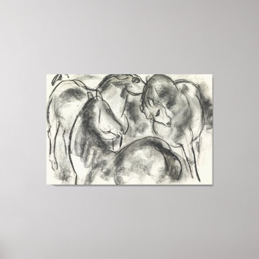 Schets van drie paarden canvas afdruk (Voorkant)