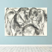 Schets van drie paarden canvas afdruk (Insitu (Houten vloer))