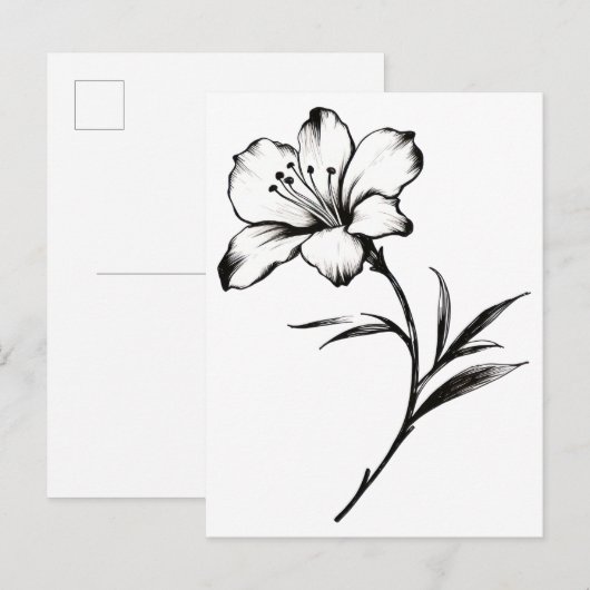 Schets van een bloem briefkaart (Voorkant / Achterkant)