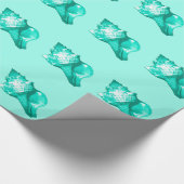 Schets van een conchschelp - turquoise, wit en aqu cadeaupapier (Hoek)