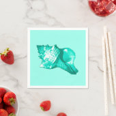 Schets van een conchschelp - turquoise, wit en aqu servet (Insitu)