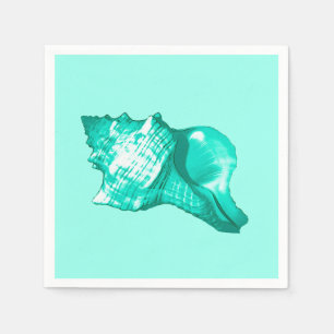 Schets van een conchschelp - turquoise, wit en aqu servet