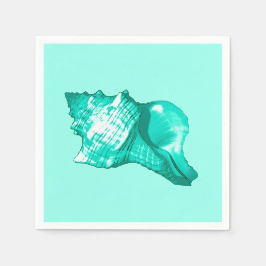 Schets van een conchschelp - turquoise, wit en aqu servet (Voorkant)