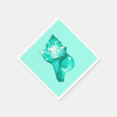 Schets van een conchschelp - turquoise, wit en aqu servet (Hoek)