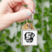 Schets van een hondenkop sleutelhanger (Hand)