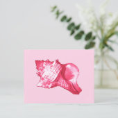 Schets van een horenschelp - fuchsia roze en wit briefkaart (Staand voorkant)