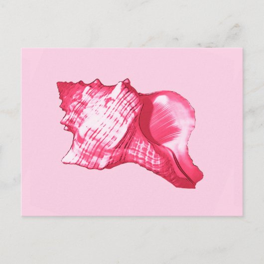 Schets van een horenschelp - fuchsia roze en wit briefkaart (Voorkant)