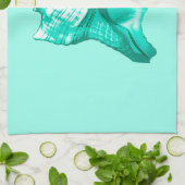 Schets van een horenschelp - turquoise, wit en aqu theedoek (Gevouwen)