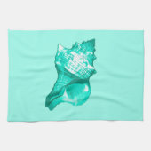 Schets van een horenschelp - turquoise, wit en aqu theedoek (Horizontaal)