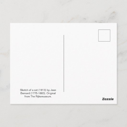 Schets van een kat met een roze neus briefkaart (Achterkant)