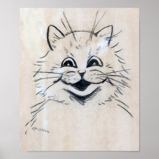 Schets van een lachende kat, Louis Wain Poster (Voorkant)