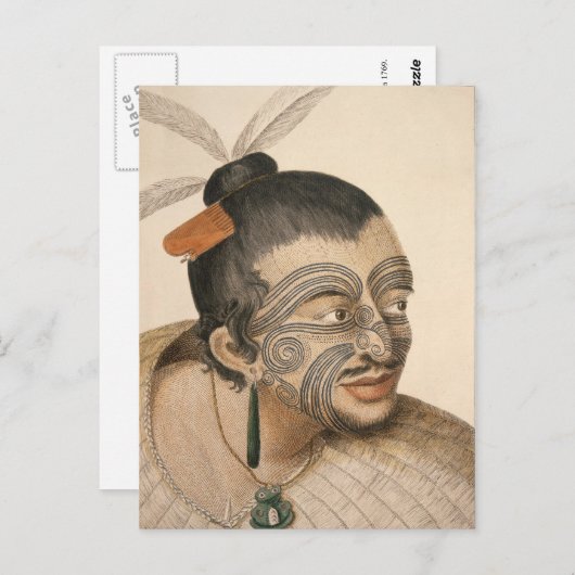 Schets van een Maori-Man, c. 1769 Briefkaart (Voorkant / Achterkant)