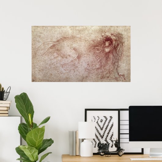 Schets van een opgewonden leeuw poster (Thuiskantoor)