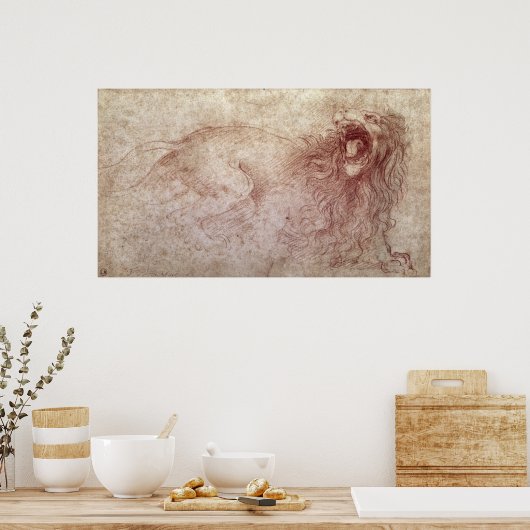 Schets van een opgewonden leeuw poster (Keuken)