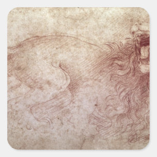 Schets van een opgewonden leeuw vierkante sticker