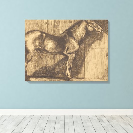 Schets van een Pony (door Paul-Albert Besnard) Canvas Afdruk (Insitu (Houten vloer))