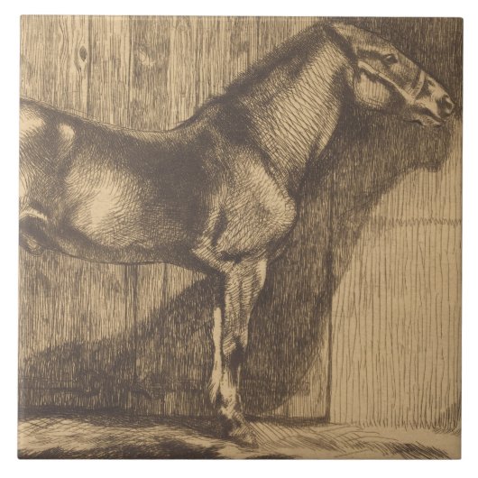Schets van een Pony (door Paul-Albert Besnard) Tegeltje (Voorkant)