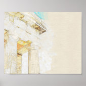 schets van een portico deel van de oude tempel poster (Voorkant)