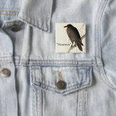 Schets van een raaf - "Nooit meer" Vierkante Button 5,1 Cm (In situ)