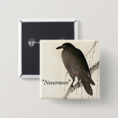 Schets van een raaf - "Nooit meer" Vierkante Button 5,1 Cm (Voorkant /achterkant)