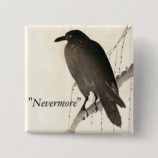 Schets van een raaf - "Nooit meer" Vierkante Button 5,1 Cm (Voorkant)