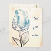 Schets van een roos, briefkaart (Voorkant / Achterkant)