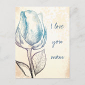 Schets van een roos, briefkaart (Voorkant)