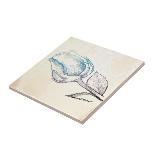 Schets van een roos, tegel tegeltje (Zijkant)