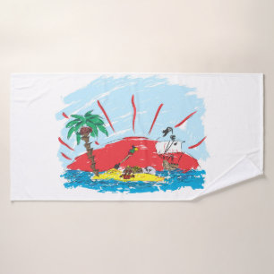 schets van een schat- en piratenschip bad handdoek