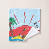 schets van een schat- en piratenschip bad handdoek (Wasdoekje)