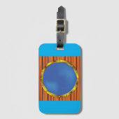 Schets van een scheepspatrijspoort met blauwe zee bagagelabel (Voorkant (verticaal))
