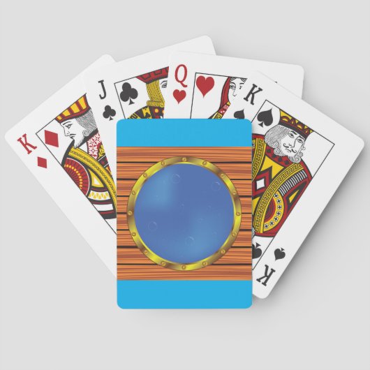 Schets van een scheepspatrijspoort met Blauwe Zee Pokerkaarten (Achterkant)