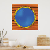 Schets van een scheepspatrijspoort met Blauwe Zee Poster (Keuken)