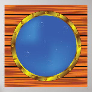 Schets van een scheepspatrijspoort met Blauwe Zee Poster