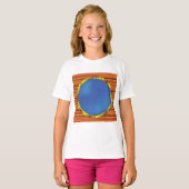 Schets van een scheepspatrijspoort met blauwe zee t-shirt (Voorkant volledig)